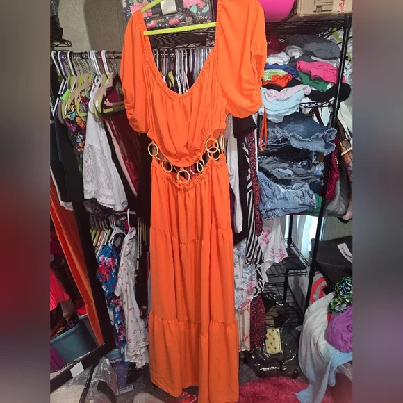 RARE HTF NWOT FTF GABIFRESH O-RING WAIST Maxi Dress 2x - Picture 2 of 4